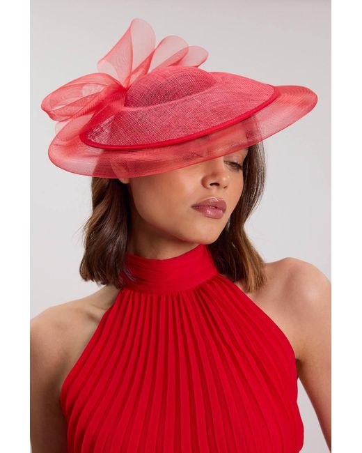 Karen Millen Red Sheer Edge Loop Detail Fascinator