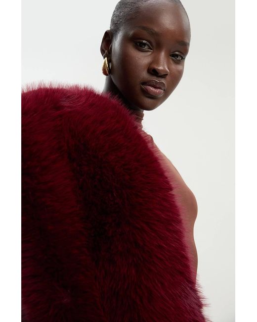 Karen Millen Red Faux Fur Scarf