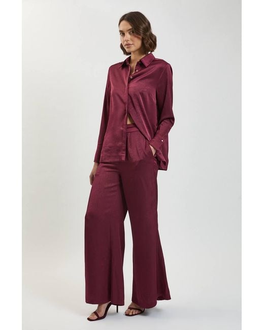Karen Millen Petite Hammered Satin Relaxed Woven Shirt