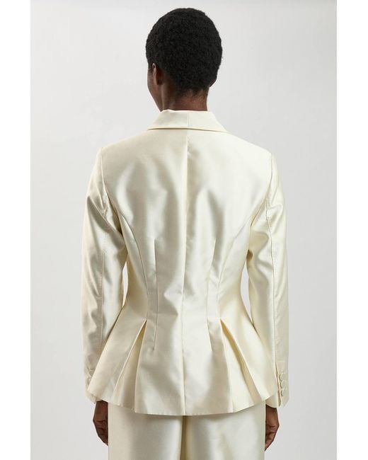 Karen Millen Natural Satin Twill Single Breasted Blazer