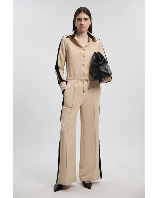 Karen Millen Natural Twill Contrast Hardware Collared Woven Shirt