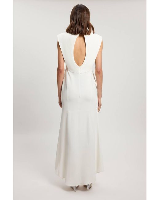 Karen Millen White Petite Compact Stretch Viscose Maxi Dress
