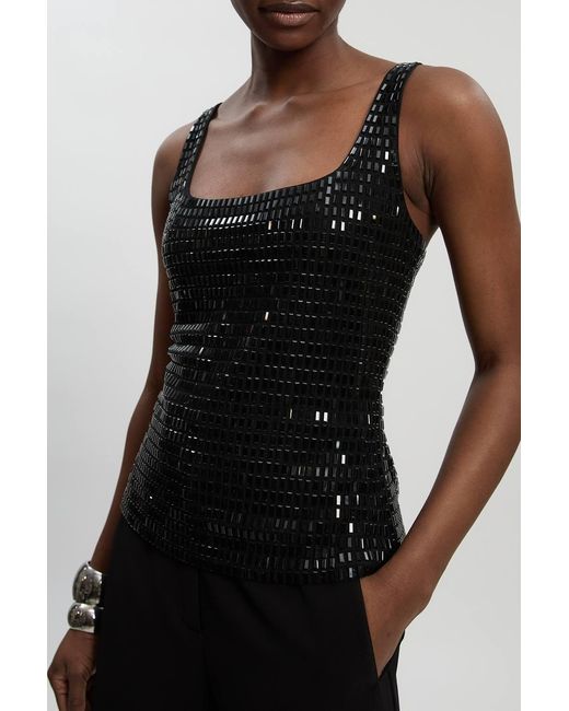 Karen Millen Black Premium Crystal Embellished Top