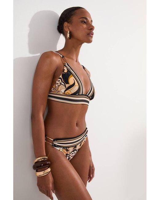 Karen Millen Brown Abstract Print Bikini Bottoms