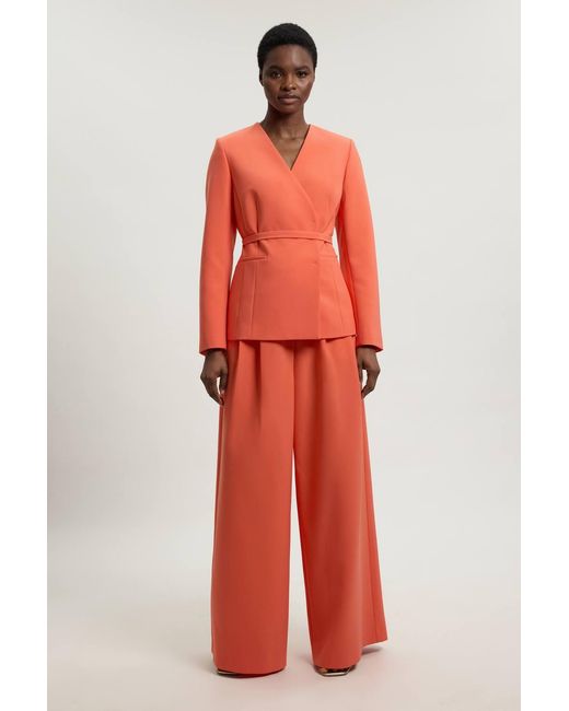 Karen Millen Compact Stretch Viscose Tailored Collarless Blazer