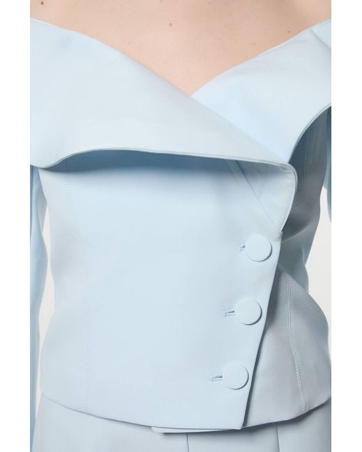 Karen Millen Blue Drama Ruffle Asymmetric Tailored Jacket