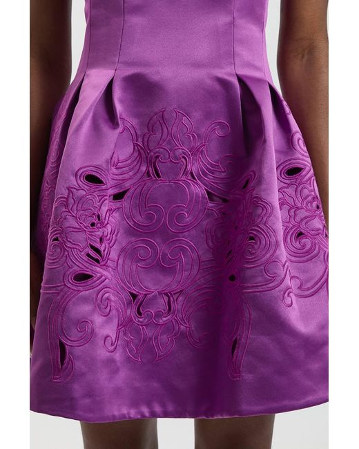 Karen Millen Pink Tailored Satin Cutwork Mini Dress