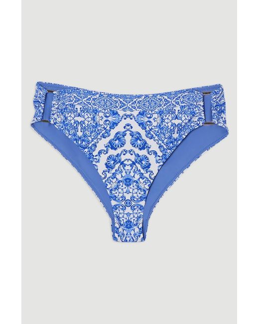 Karen Millen Blue Scarf Print Bikini Bottom