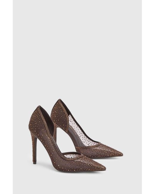 Karen Millen White Crystal Embellished Stiletto Heeled Shoe