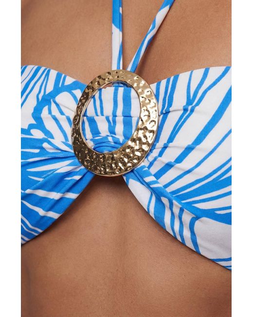 Karen Millen Blue Abstract Print Trim Detail Swimsuit