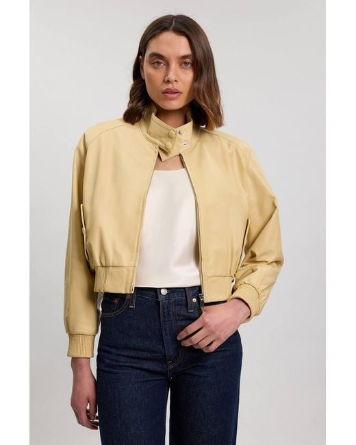 Karen Millen Natural Leather Bomber Jacket