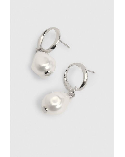 Karen Millen Metallic Modern Pearl Earrings