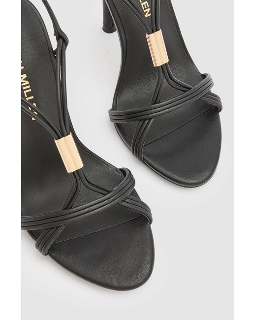 Karen Millen Black Leather Strappy Heeled Sandal