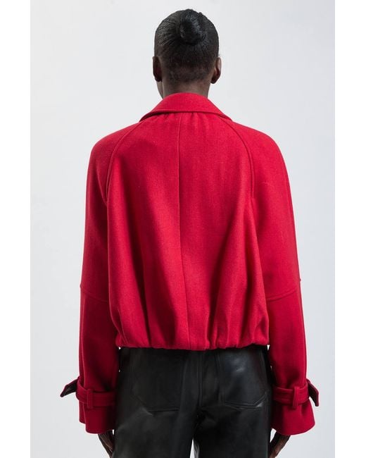 Karen Millen Red Wool Short Trench Coat
