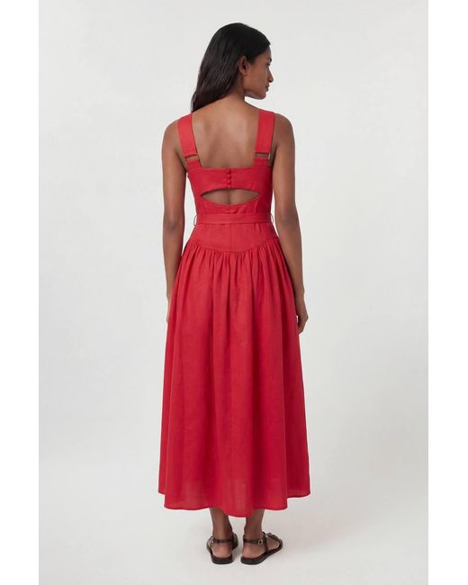Karen Millen Premium Tailored Linen Halter Neck Belted Full Midi Dress