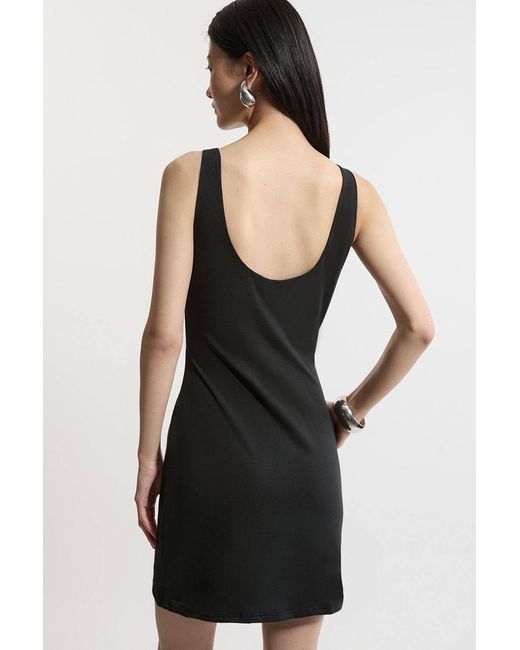 Karen Millen Black Stretch Cotton Jersey Strappy Mini Dress