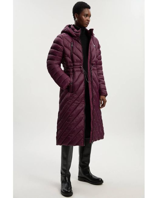 Karen Millen Red Petite Lightweight Knee Length Packable Coat