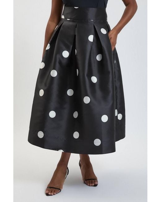 Karen Millen Blue Plus Size Spot Woven Twill Prom Skirt