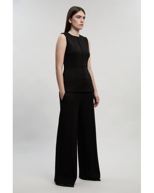 Karen Millen Black Ponte Longline Top