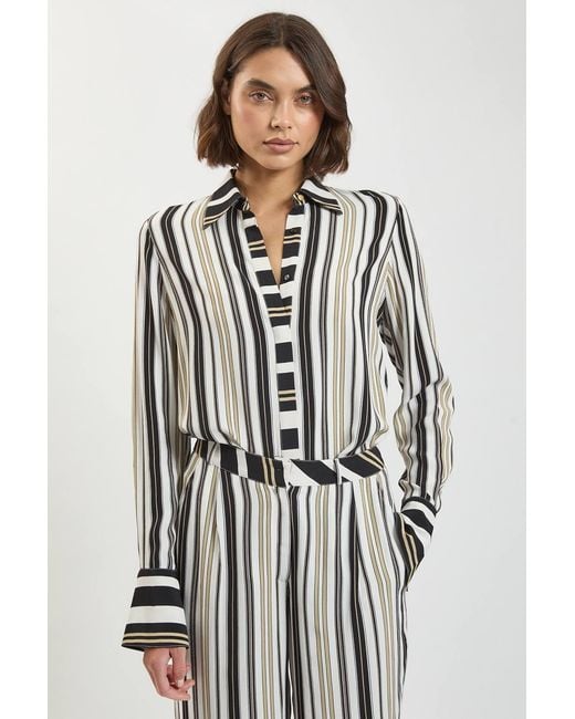Karen Millen Multicolor Petite Contrast Stripe Viscose Co Ord Shirt