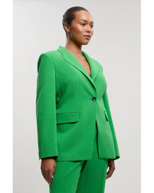 Karen Millen Green Plus Size Compact Stretch Single Breasted Tailored Blazer