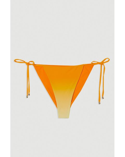 Karen Millen Orange Slinky Ombre Tie Side Bikini Bottoms