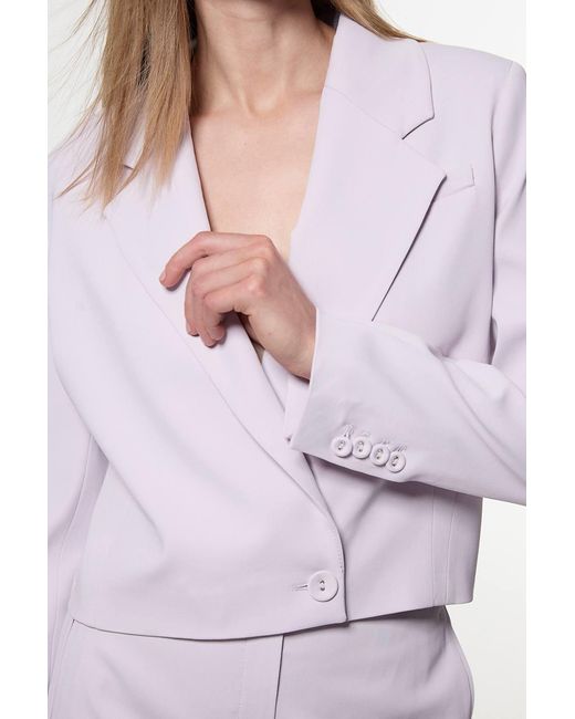 Karen Millen Purple Digital Ophelia Polished Tailored Cowl Back Single Breasted Blazer