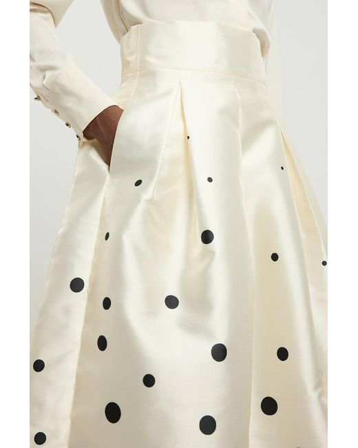 Karen Millen White Spot Border Woven Twill Prom Skirt