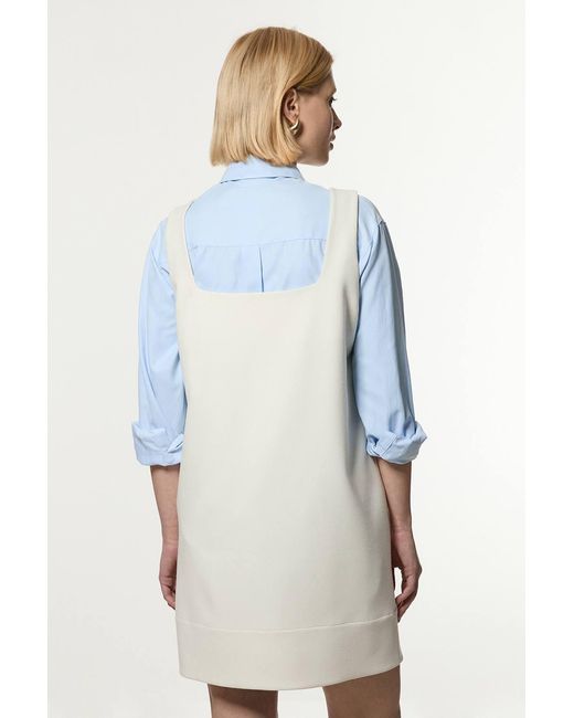 Karen Millen Blue Compact Stretch Essential Tailored Pocket Mini Dress