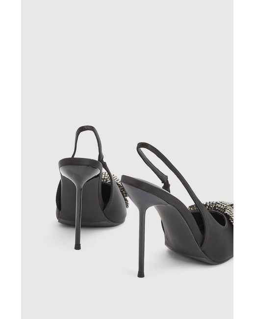 Karen Millen White Satin Embellished Bow Slingback Heeled Shoe
