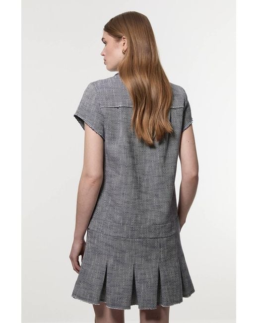 Karen Millen Gray Spring Tweed Tailored Mini Dress