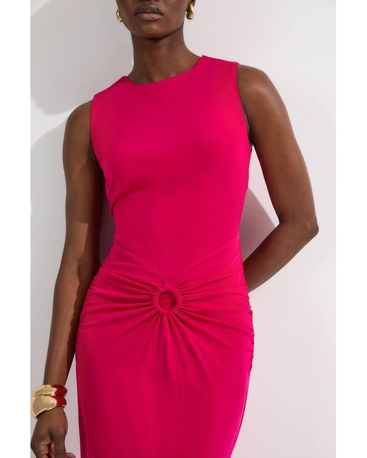 Karen Millen Pink Premium Stretch Crepe Jersey Maxi Dress