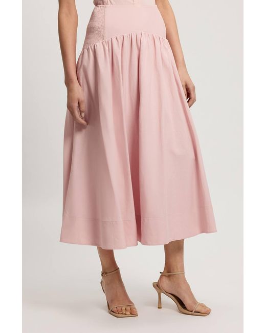 Karen Millen Pink Shirred Woven Maxi Skirt