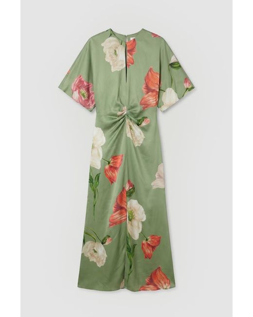 Karen Millen Multicolor Floral Print Viscose Satin Crepe Woven Maxi Dress