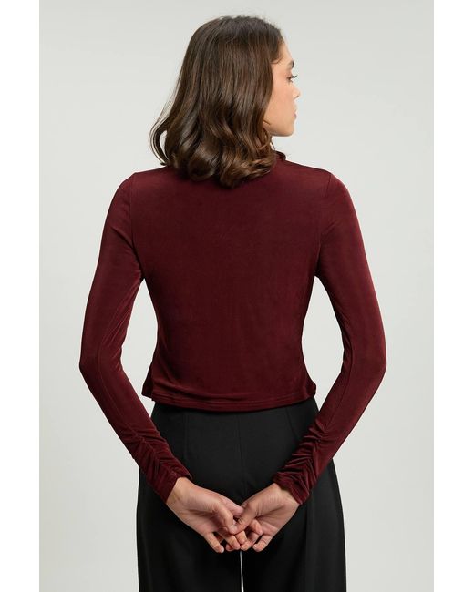 Karen Millen Red Slinky Crepe Twist Detail Long Sleeve Top