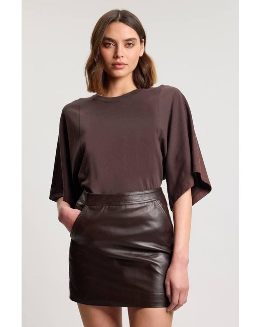 Karen Millen Brown Forever Leather Mini Skirt