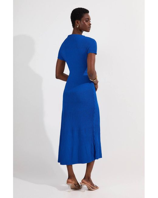 Karen Millen Blue Stitch Detail Knit Midi Dress