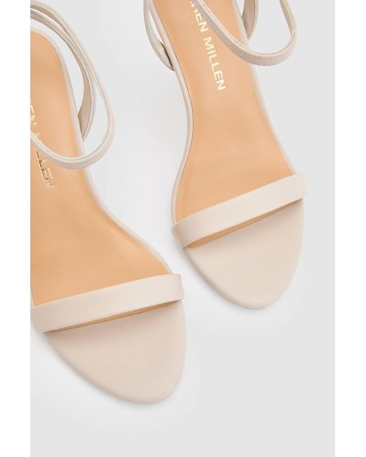 Karen Millen Natural Leather Heel Detail Strappy Sandal