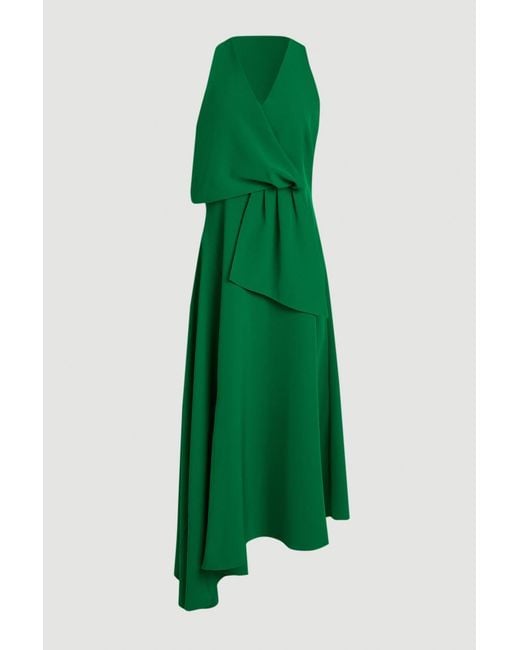 Karen Millen Green Soft Tailored Colour Block Detail Midi Dress