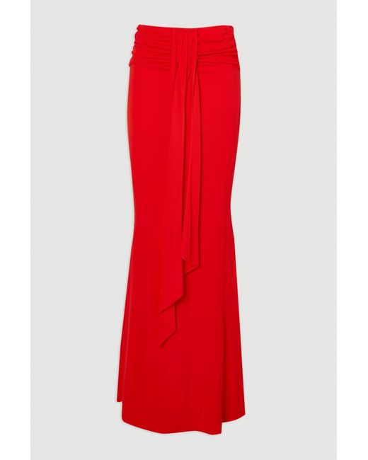 Karen Millen Red Premium Stretch Crepe Jersey Maxi Skirt