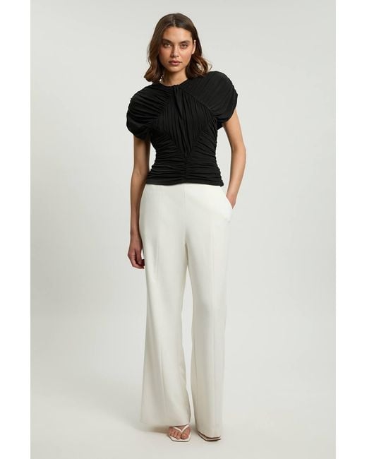 Karen Millen Black Premium Ruched Jersey Cut Out Back Top