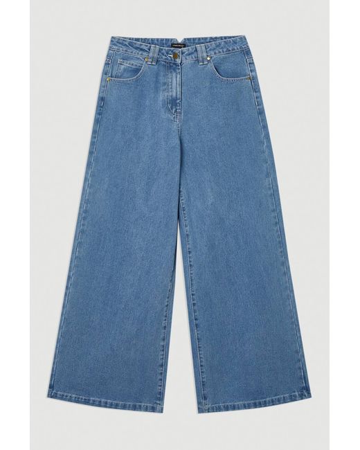 Karen Millen Blue Denim Soft Wash Relaxed Straight Leg Jeans