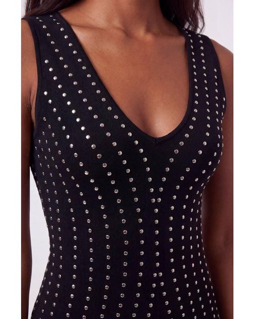 Karen Millen Black All Over Studded Detail Knitted Midi Dress