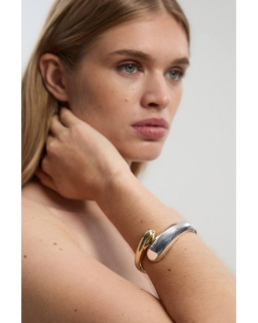 Karen Millen Brown Two Tone Metal Curved Bangle
