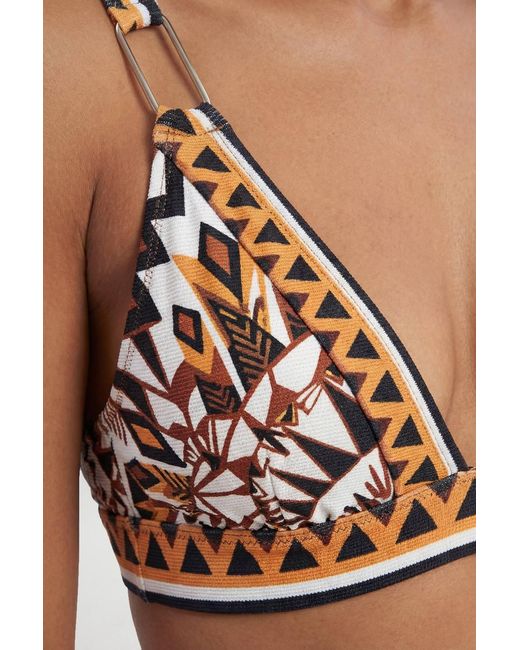 Karen Millen Natural Tile Print Plunge Bikini Top