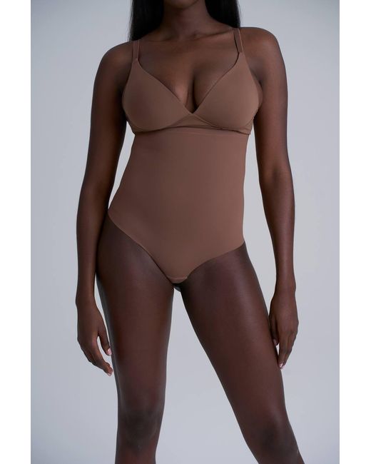 Karen Millen Brown Sculpting High Waist Thong