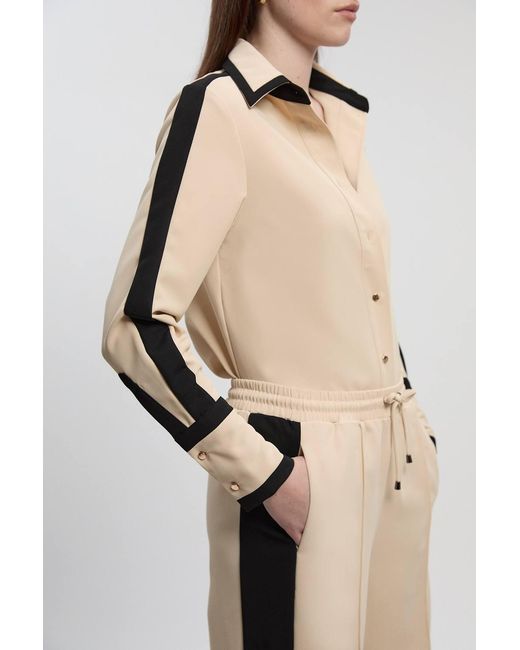 Karen Millen Natural Twill Contrast Hardware Collared Woven Shirt