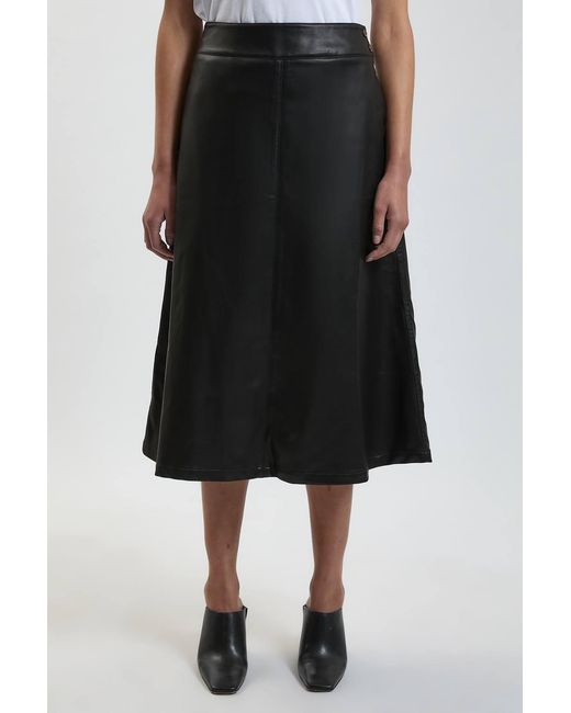 Karen Millen Black Faux Leather A Line Midi Skirt