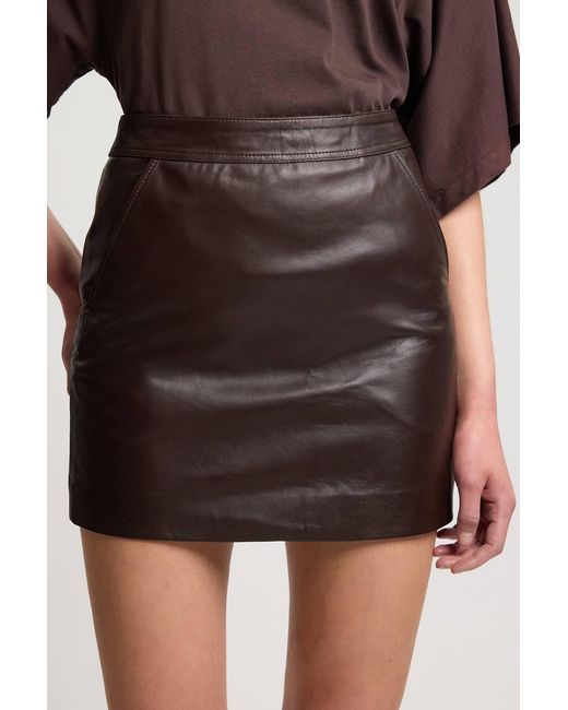 Karen Millen Brown Forever Leather Mini Skirt