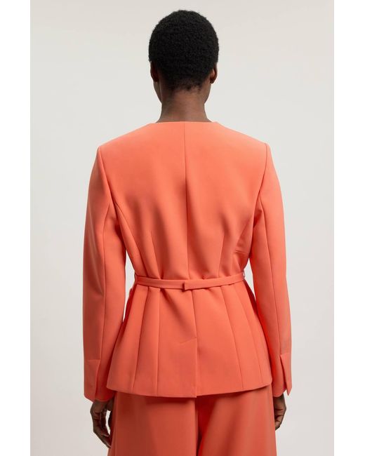 Karen Millen Compact Stretch Viscose Tailored Collarless Blazer